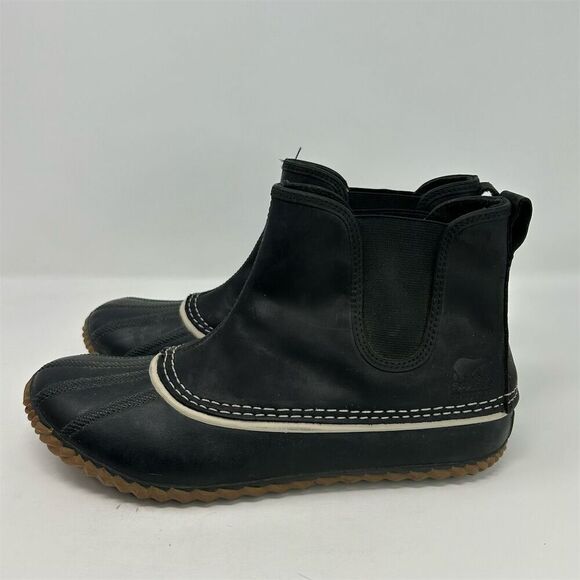 Sorel Women's Out N About Chelsea Black Waterproof Slip On Boots Size 11 - Picture 7 of 13